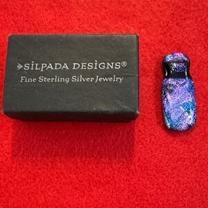 NIB Silpada Iridescent Blue/Purple Glass Necklace Pendant